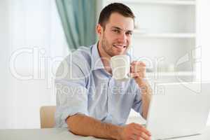 Businessman enjoying a cup of coffee