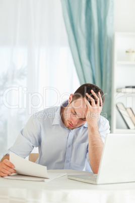 Businessman worried about a letter