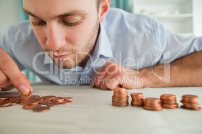 Businessman counting coins