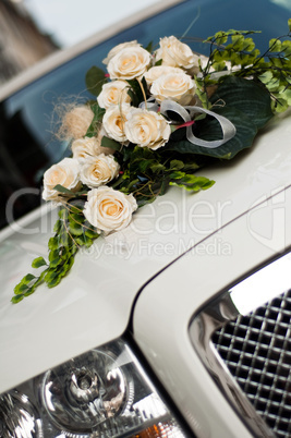 Bouquet of flowers on a hood