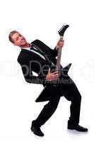 Businessman with electronic guitar