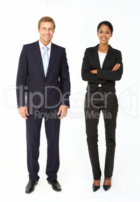 Smartly dressed businessman and woman