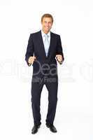 Happy, triumphant businessman