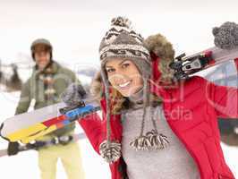 Young Couple On Ski Vacation