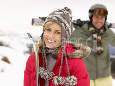 Young Couple On Ski Vacation
