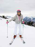 Young Woman On Skis