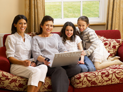 Hispanic family shopping online