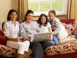 Hispanic family shopping online