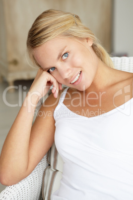 Portrait teenage girl at home