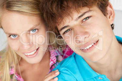 Teenage boy and girl head and shoulders