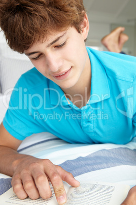 Teenage boy reading a book