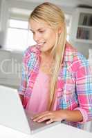 Teenage girl using laptop