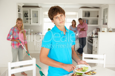 Teenagers not enjoying housework
