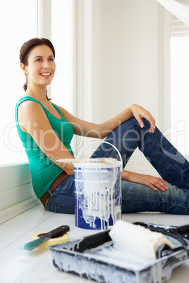 Woman decorating house