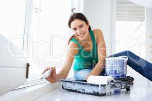 Woman decorating house