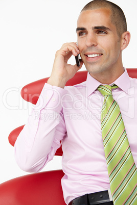 Young businessman using cellphone