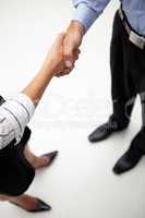 Detail businessman and woman shaking hands