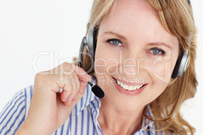 Businesswoman wearing headset