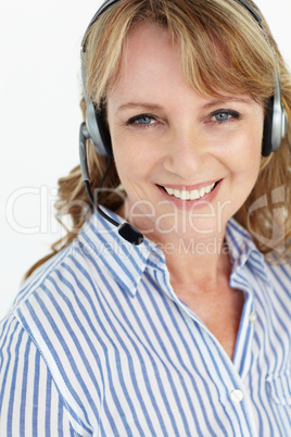 Businesswoman wearing headset