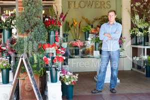 Man standing outside florist