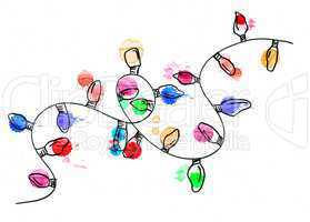 Hand drawn christmas string lights