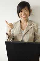 Business woman working with laptop