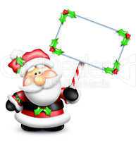 Cartoon Santa Holding Blank Sign