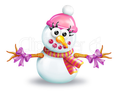 Cartoon Girl Snowman