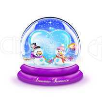 Snow Globe with Boy and Girl Snowman Holding Hands