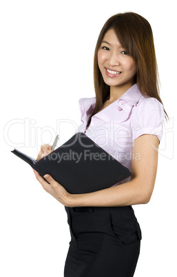 Young girl with documents.