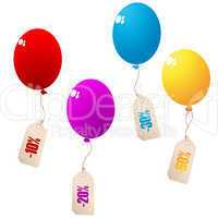 Discount balloons with price tags