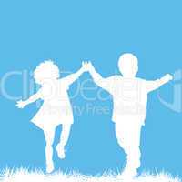 Running children silhouettes