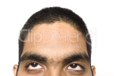 close up forehead of a man