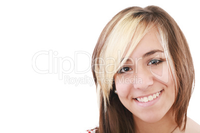 Smiling woman isolated on white background