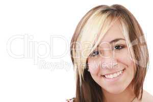 Smiling woman isolated on white background