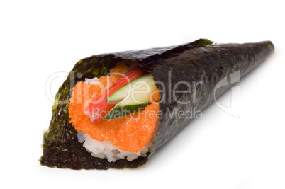 Hand rolled temaki sushi