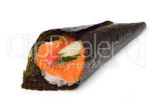 Hand rolled temaki sushi
