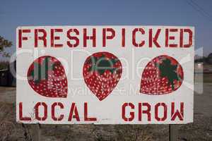 Fresh picked local grown strawberry sign