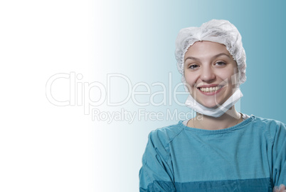 Female surgeon with clipping path