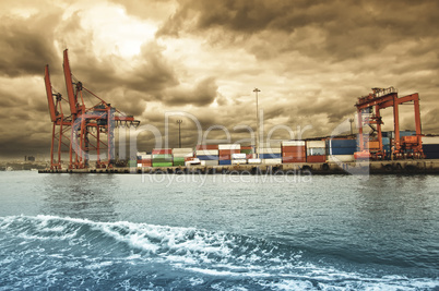 Dramatic view of harbor in Istanbul