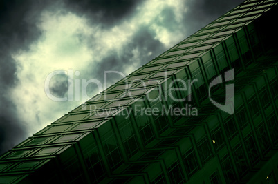 abstract office building in stormy