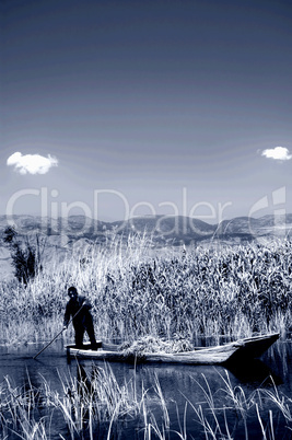 farmer rowing boat