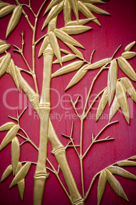 Bamboo carved on door.