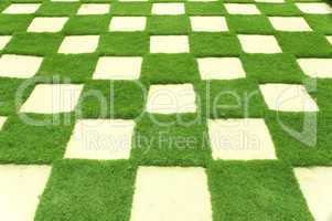 Beautiful grass tiles in a garden