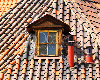 old tiles roof and window