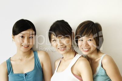 three happy girls