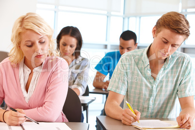 Students working in classroom