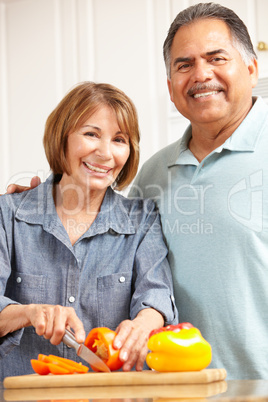 Senior couple cooking