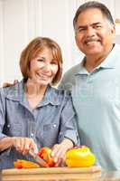 Senior couple cooking