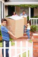 Family moving into rented house